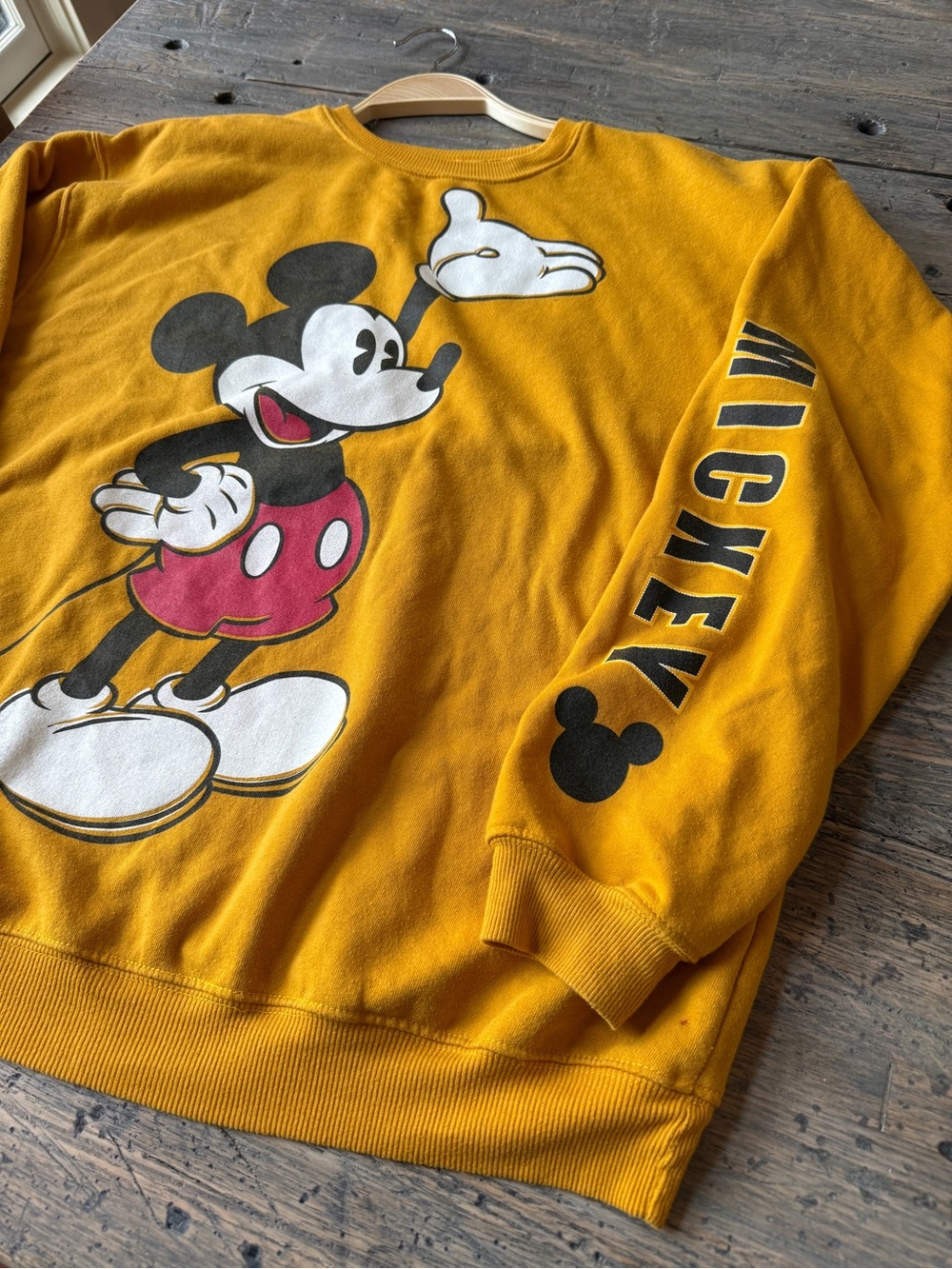 Disney Mickey Mouse Mustard Yellow Oversized Sweatshirt XL